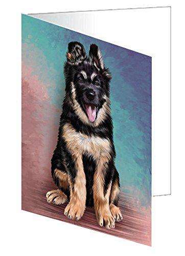 German Shepherd Puppy Dog Handmade Artwork Assorted Pets Greeting Cards and Note Cards with Envelopes for All Occasions and Holiday Seasons