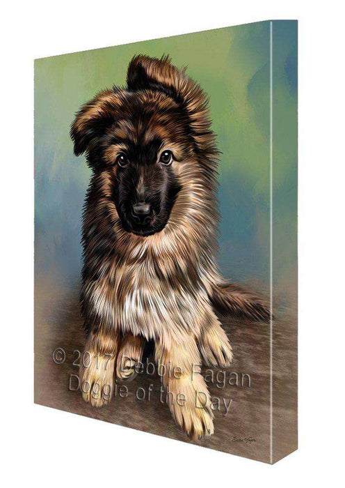 German Shepherd Puppy Dog Painting Printed on Canvas Wall Art Signed
