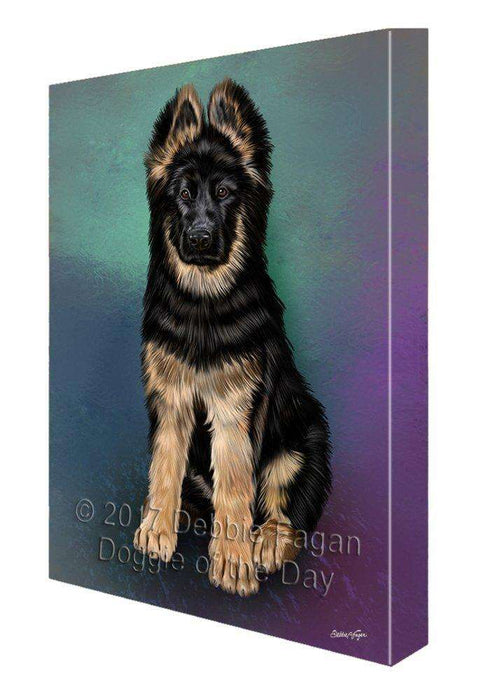 German Shepherd Puppy Dog Painting Printed on Canvas Wall Art Signed