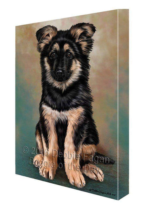 German Shepherd Puppy Dog Painting Printed on Canvas Wall Art