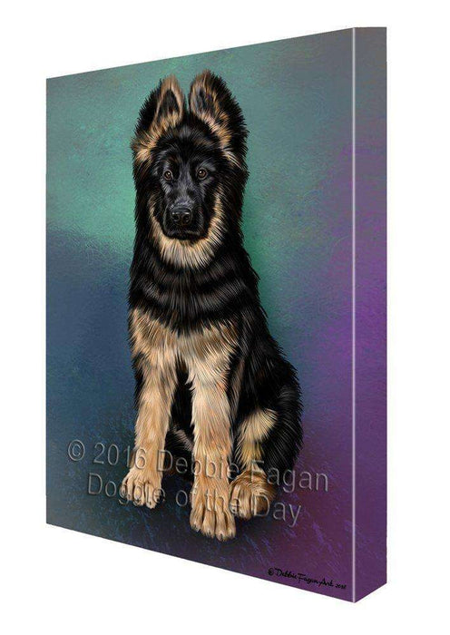 German Shepherd Puppy Dog Painting Printed on Canvas Wall Art