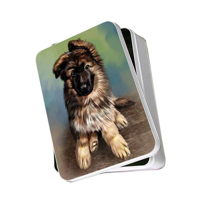 German Shepherd Puppy Dog Photo Storage Tin