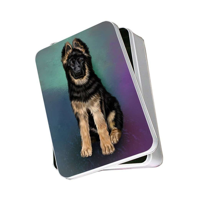 German Shepherd Puppy Dog Photo Storage Tin