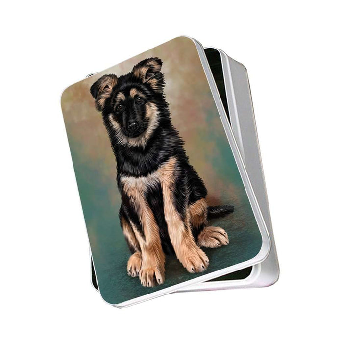 German Shepherd Puppy Dog Photo Storage Tin