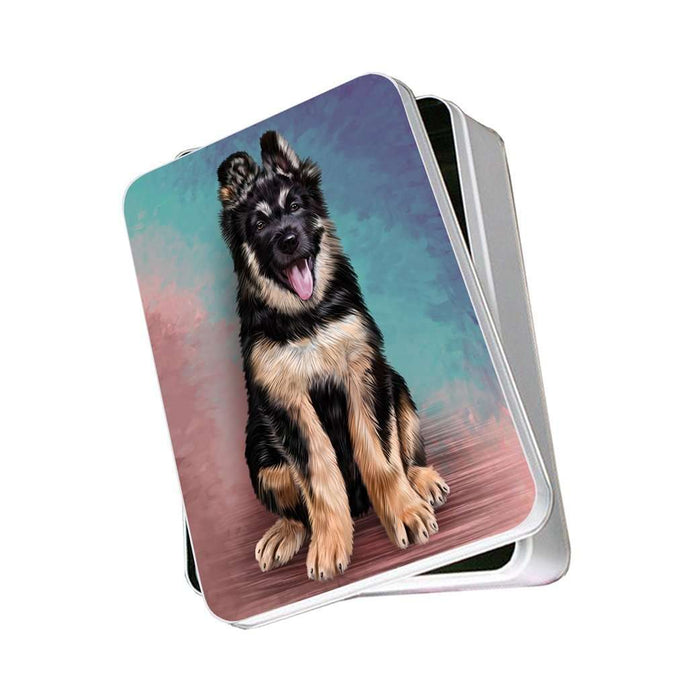 German Shepherd Puppy Dog Photo Storage Tin