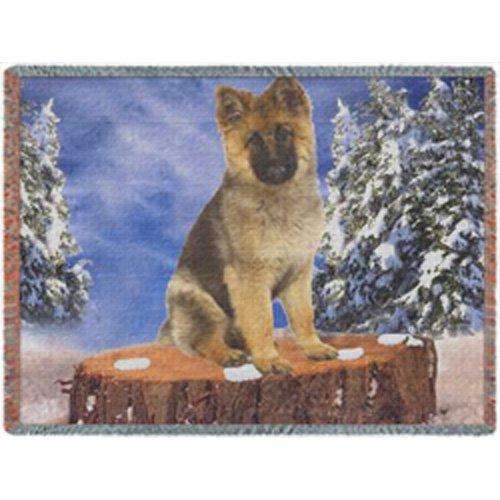 German Shepherd Puppy Winter Woven Throw Blanket 54 x 38