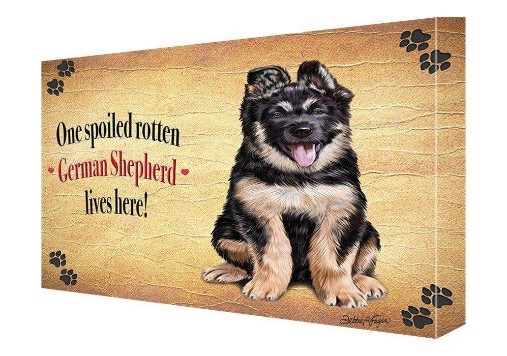 German Shepherd Spoiled Rotten Dog Painting Printed on Canvas Wall Art Signed