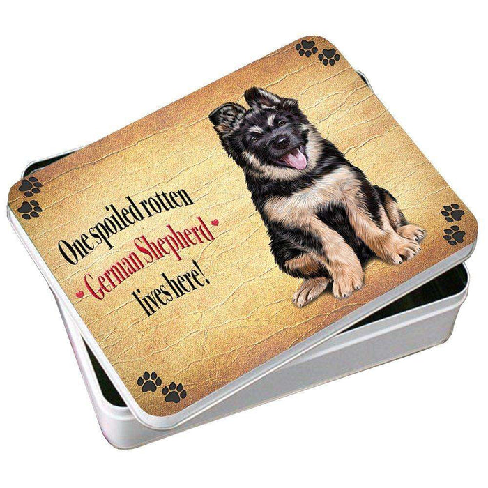 German Shepherd Spoiled Rotten Dog Photo Storage Tin