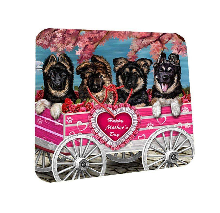 German Shepherd w/ Puppies Mother's Day Dogs Coasters (Set of 4)