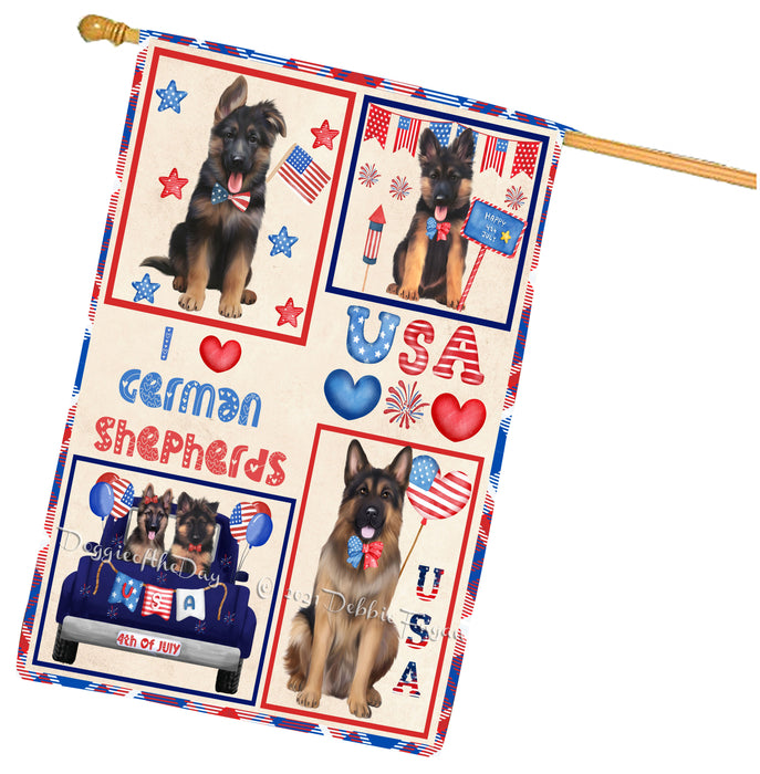 4th of July Independence Day I Love USA German Shepherd Dogs House flag FLG66957
