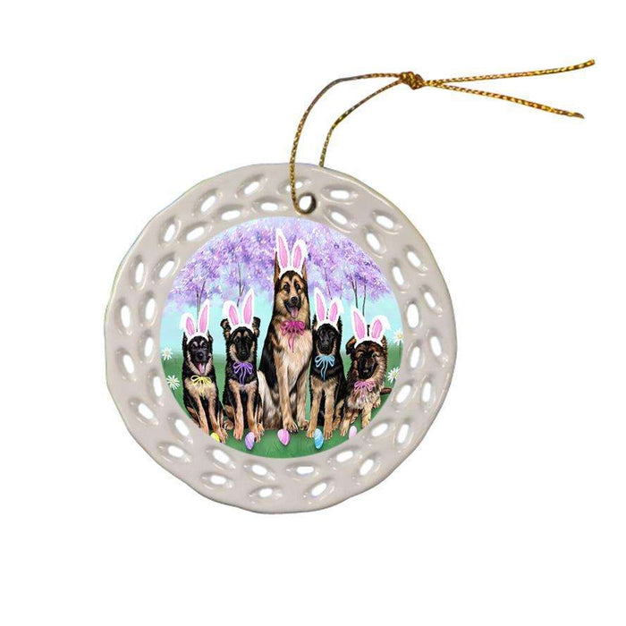 German Shepherds Dog Easter Holiday Ceramic Doily Ornament DPOR49148