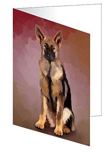 German Shepherds Dog Handmade Artwork Assorted Pets Greeting Cards and Note Cards with Envelopes for All Occasions and Holiday Seasons D148