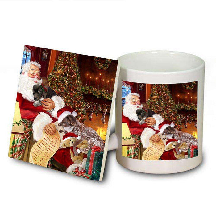 German Shorthaired Dog with Puppies Sleeping with Santa Mug & Coaster Set