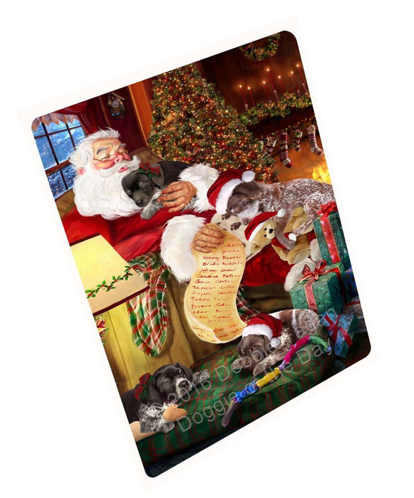 German Shorthaired Pointer Dog and Puppies Sleeping with Santa Tempered Cutting Board