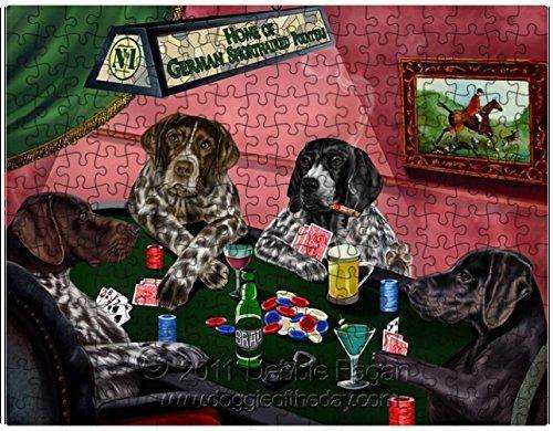 German Shorthaired Pointer Dogs Playing Poker 500 Pc. Puzzle with Photo Tin