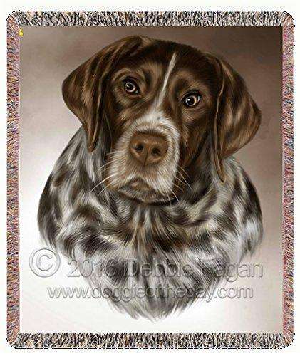 German Shorthaired Pointers Dog Art Portrait Print Woven Throw Blanket 54 X 38