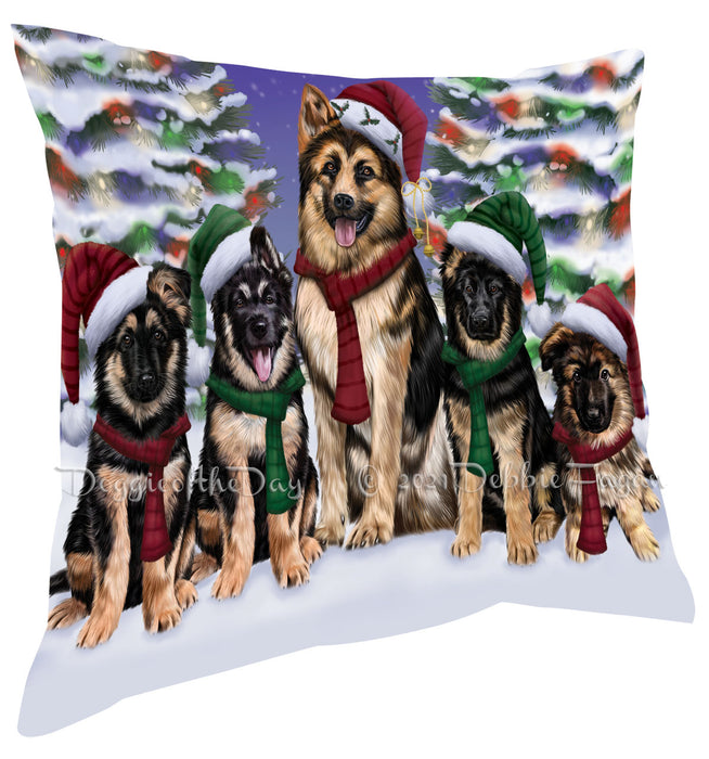 Christmas Family Portrait German Shepherd Dog Pillow with Top Quality High-Resolution Images - Ultra Soft Pet Pillows for Sleeping - Reversible & Comfort - Ideal Gift for Dog Lover - Cushion for Sofa Couch Bed - 100% Polyester