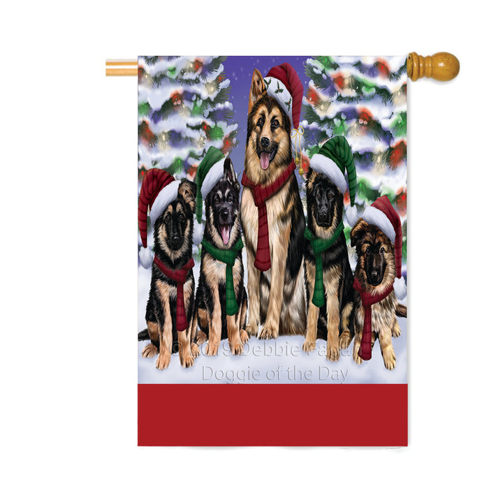 Personalized Christmas Happy Holidays German Shepherd Dogs Family Portraits Custom House Flag FLG-DOTD-A59174