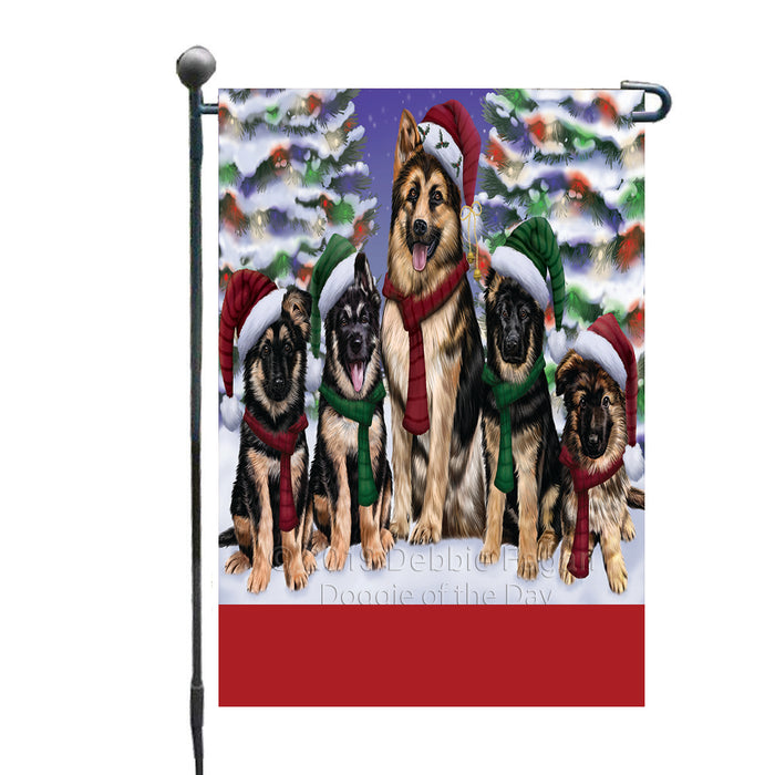 Personalized Christmas Happy Holidays German Shepherd Dogs Family Portraits Custom Garden Flags GFLG-DOTD-A59118