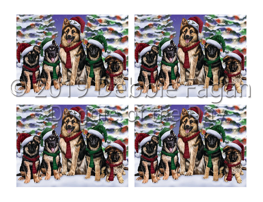 German Shepherd Dogs Christmas Family Portrait in Holiday Scenic Background Placemat