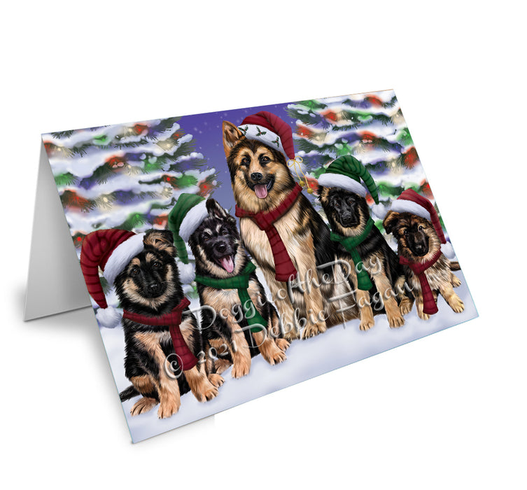 Christmas Family Portrait German Shepherd Dog Handmade Artwork Assorted Pets Greeting Cards and Note Cards with Envelopes for All Occasions and Holiday Seasons