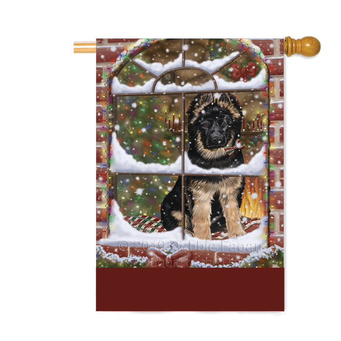 Personalized Please Come Home For Christmas German Shepherd Dog Sitting In Window Custom House Flag FLG-DOTD-A60218