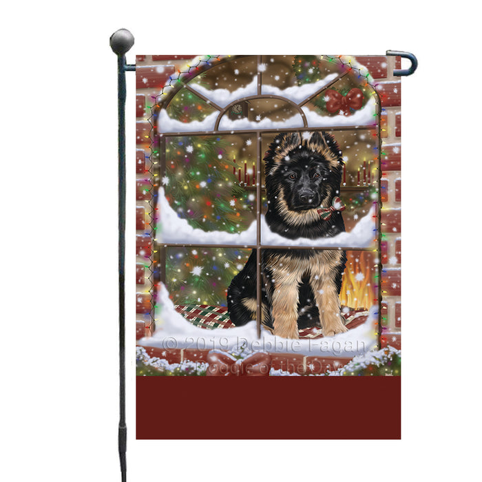 Personalized Please Come Home For Christmas German Shepherd Dog Sitting In Window Custom Garden Flags GFLG-DOTD-A60162