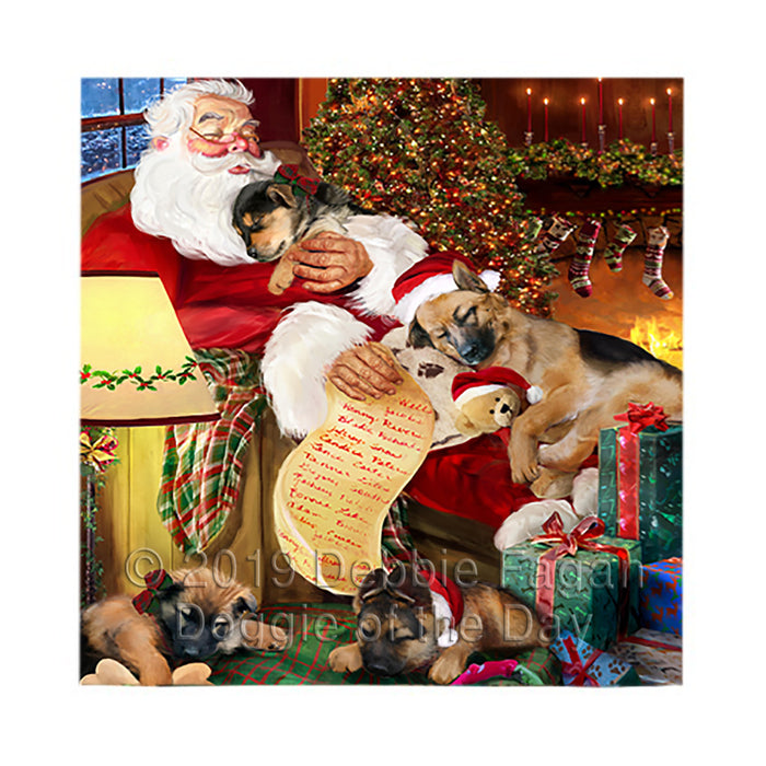 Santa Sleeping with German Shepherd Dogs Square Towel 
