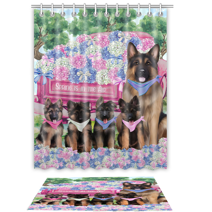 German Shepherd Shower Curtain & Bath Mat Set, Bathroom Decor Curtains with hooks and Rug, Explore a Variety of Designs, Personalized, Custom, Dog Lover's Gifts