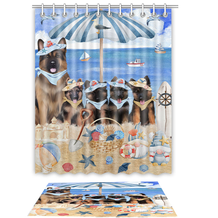 German Shepherd Shower Curtain & Bath Mat Set, Bathroom Decor Curtains with hooks and Rug, Explore a Variety of Designs, Personalized, Custom, Dog Lover's Gifts