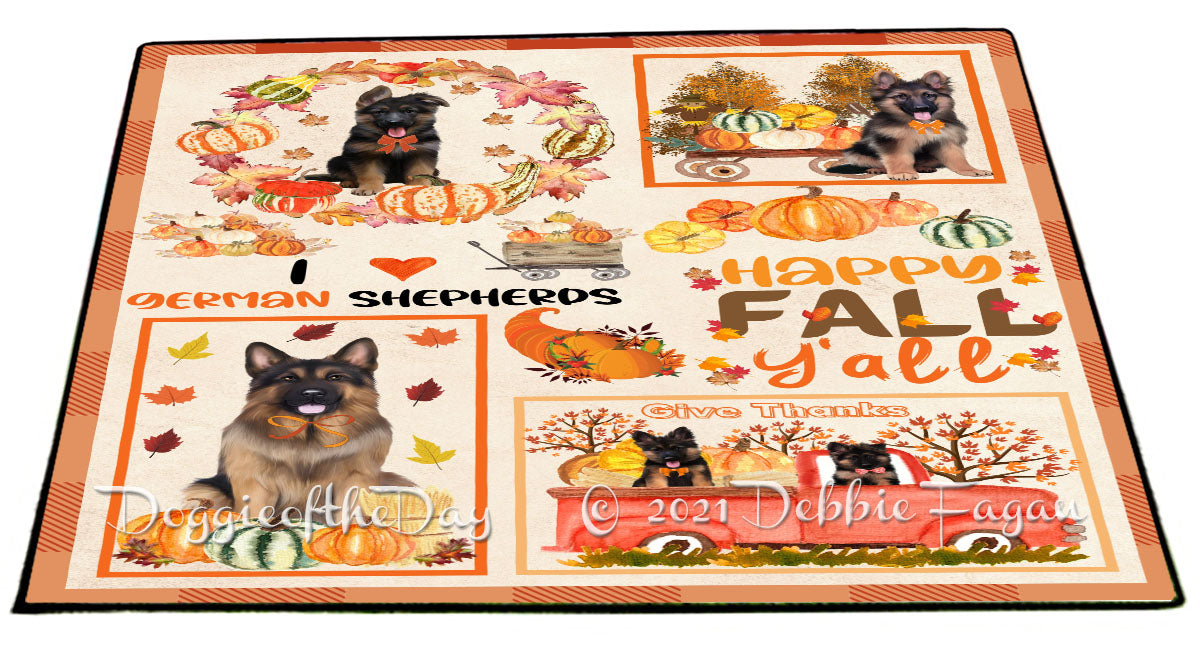 Happy Fall Y'all Pumpkin German Shepherd Dogs Indoor/Outdoor Welcome Floormat - Premium Quality Washable Anti-Slip Doormat Rug FLMS58636