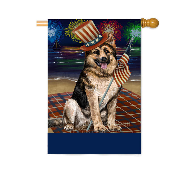 Personalized 4th of July Firework German Shepherd Dog Custom House Flag FLG-DOTD-A57972