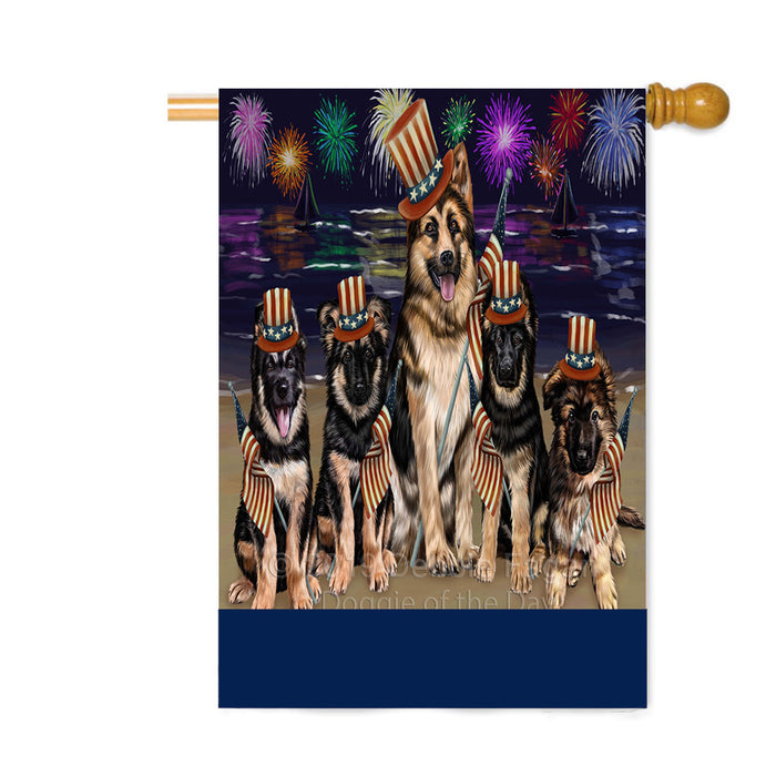 Personalized 4th of July Firework German Shepherd Dogs Custom House Flag FLG-DOTD-A57973