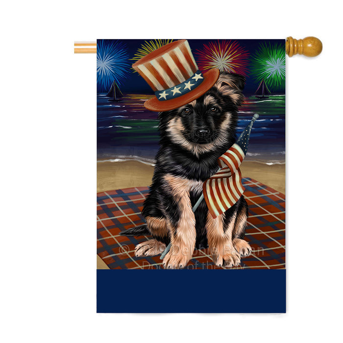 Personalized 4th of July Firework German Shepherd Dog Custom House Flag FLG-DOTD-A57974
