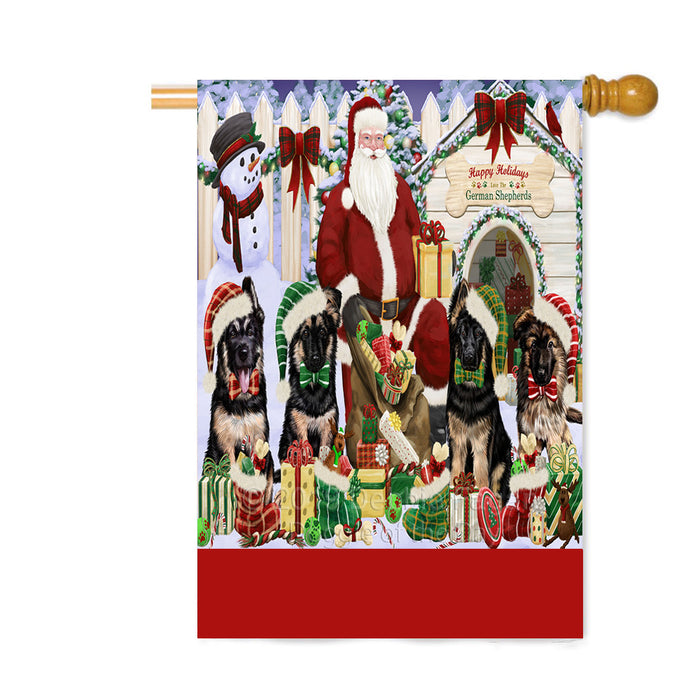 Personalized Happy Holidays Christmas German Shepherd Dogs House Gathering Custom House Flag FLG-DOTD-A58581