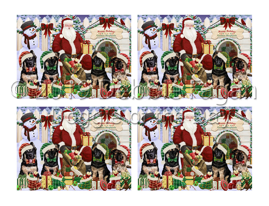 Happy Holidays Christmas German Shepherd Dogs House Gathering Placemat