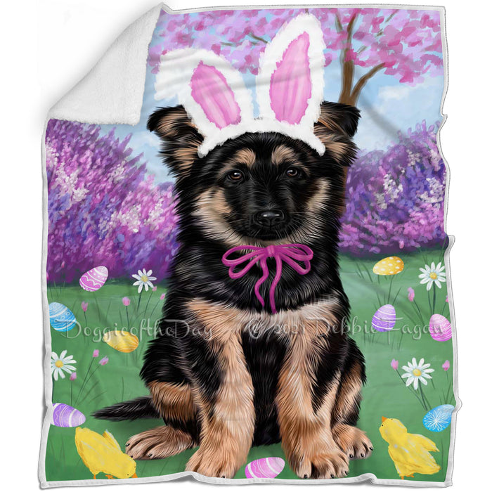 German Shepherd Dog Easter Holiday Blanket BLNKT57945