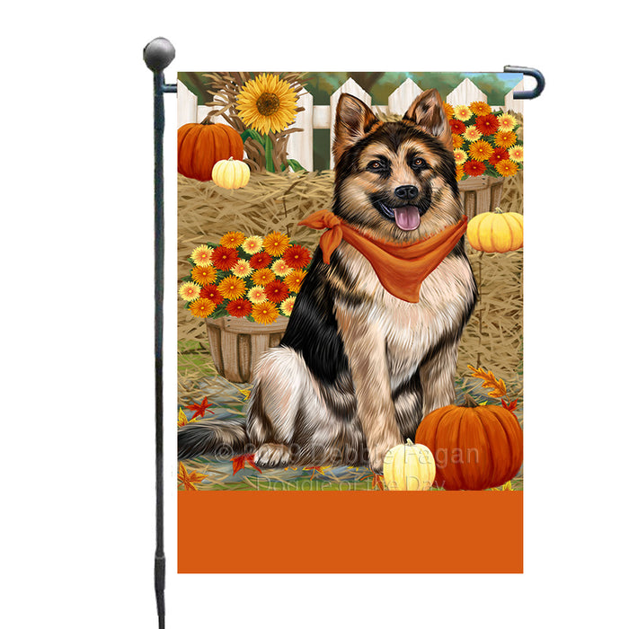 Personalized Fall Autumn Greeting German Shepherd Dog with Pumpkins Custom Garden Flags GFLG-DOTD-A61918