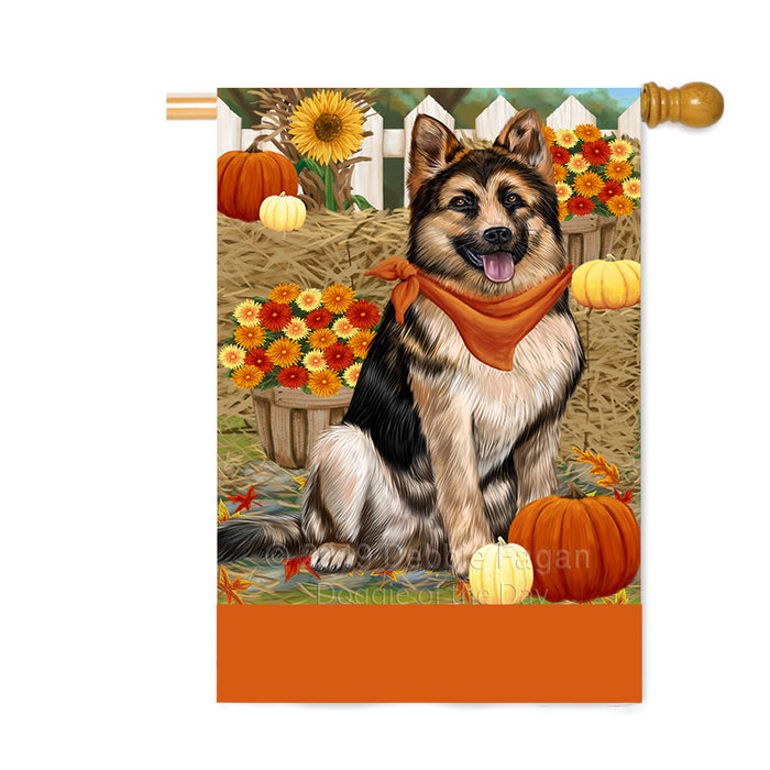 Personalized Fall Autumn Greeting German Shepherd Dog with Pumpkins Custom House Flag FLG-DOTD-A61974