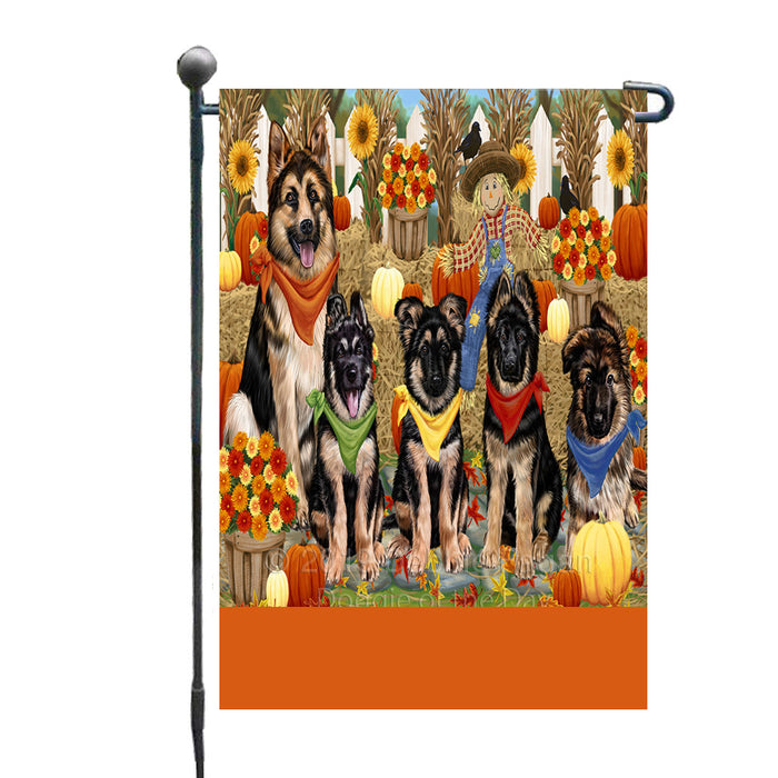 Personalized Fall Festive Gathering German Shepherd Dogs with Pumpkins Custom Garden Flags GFLG-DOTD-A61919