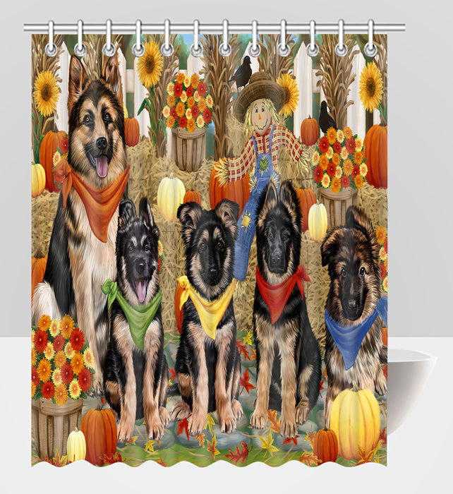 Fall Festive Harvest Time Gathering German Shepherd Dogs Shower Curtain