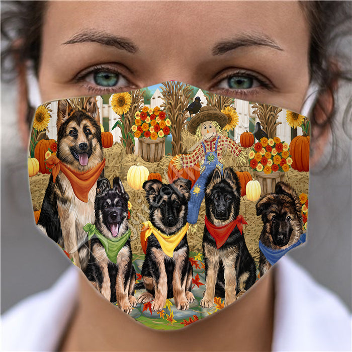Fall Festive Harvest Time Gathering  German Shepherd Dogs Face Mask FM48538