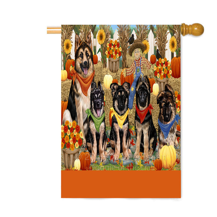 Personalized Fall Festive Gathering German Shepherd Dogs with Pumpkins Custom House Flag FLG-DOTD-A61975