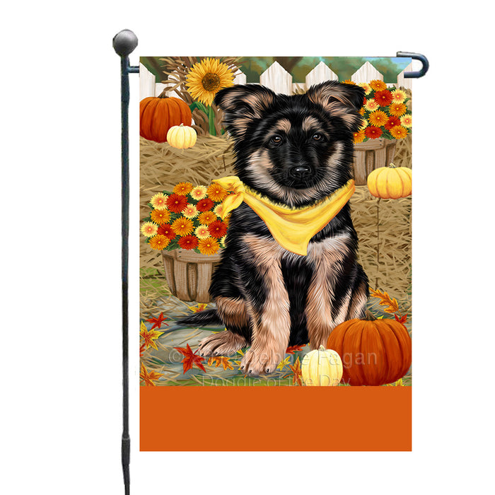 Personalized Fall Autumn Greeting German Shepherd Dog with Pumpkins Custom Garden Flags GFLG-DOTD-A61920