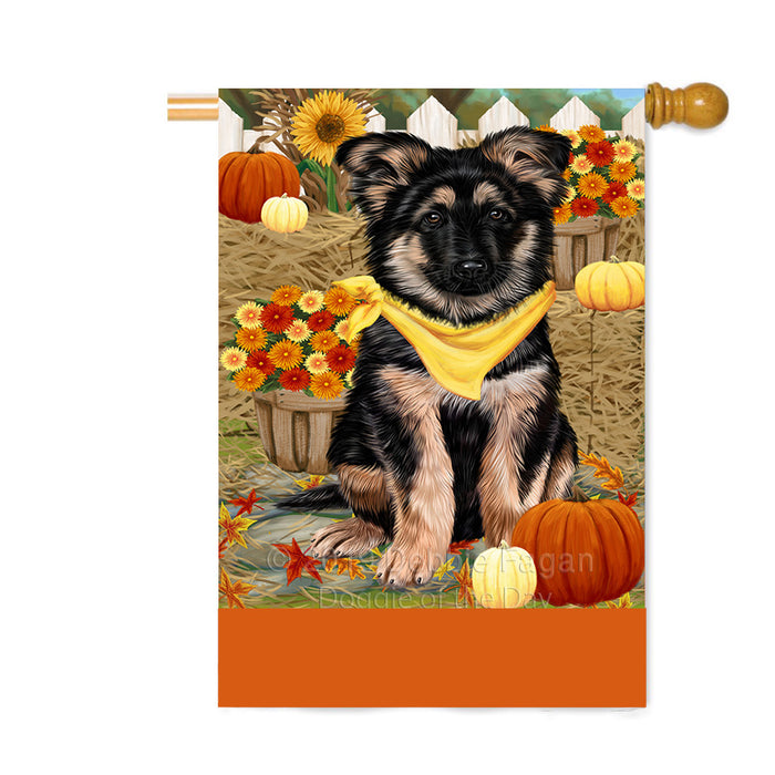 Personalized Fall Autumn Greeting German Shepherd Dog with Pumpkins Custom House Flag FLG-DOTD-A61976