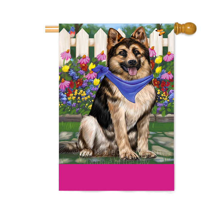Personalized Spring Floral German Shepherd Dog Custom House Flag FLG-DOTD-A62916