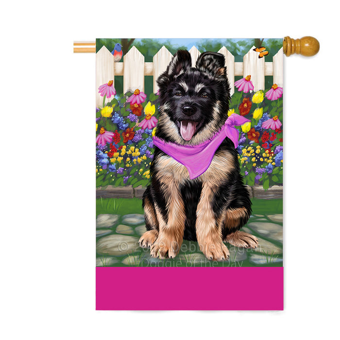 Personalized Spring Floral German Shepherd Dog Custom House Flag FLG-DOTD-A62918