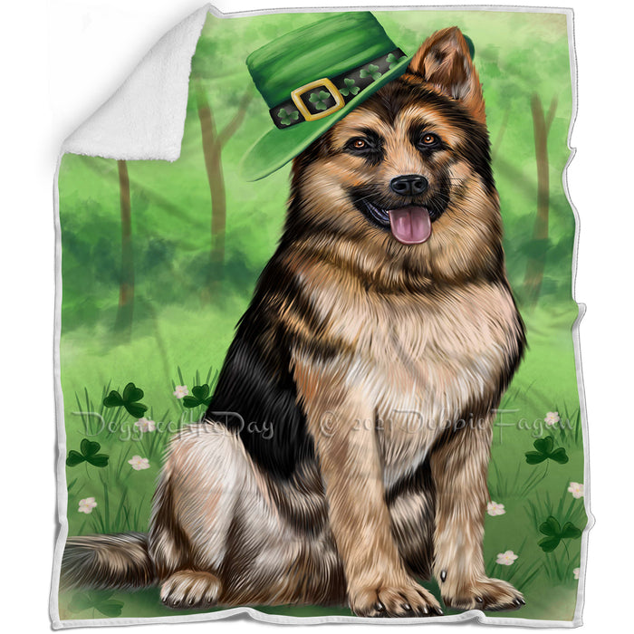 St. Patricks Day Irish Portrait German Shepherd Dog Blanket BLNKT54831