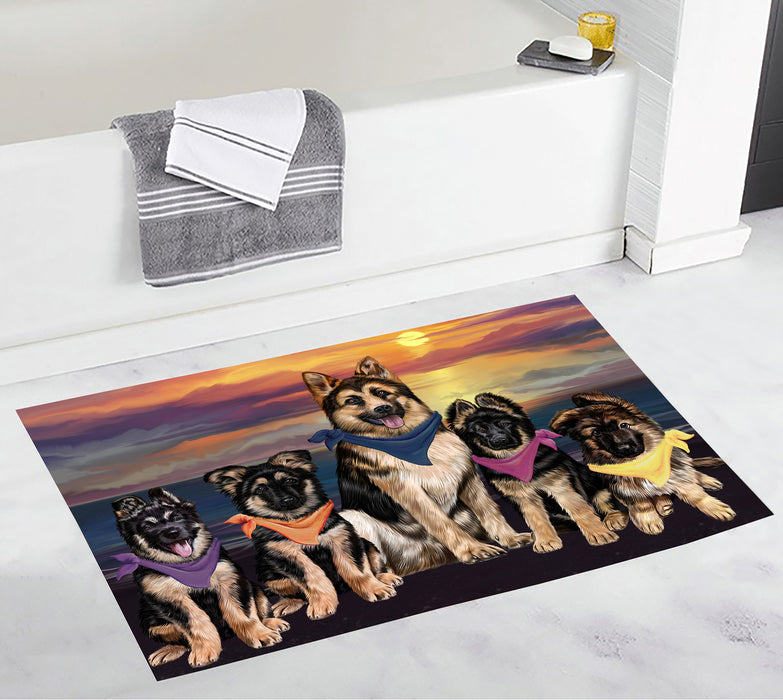 Family Sunset Portrait German Shepherd Dogs Bath Mat