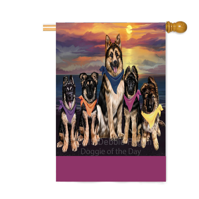 Personalized Family Sunset Portrait German Shepherd Dogs Custom House Flag FLG-DOTD-A60656